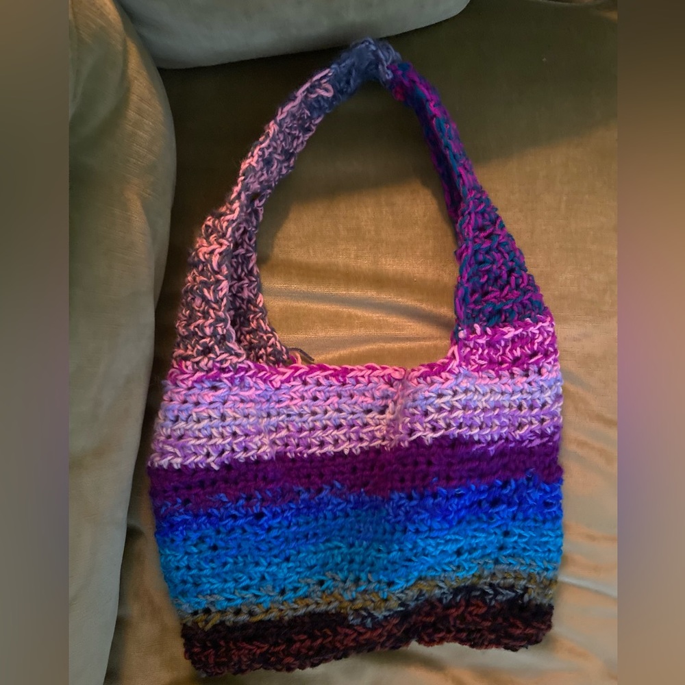 Hand crocheted shoulder bag